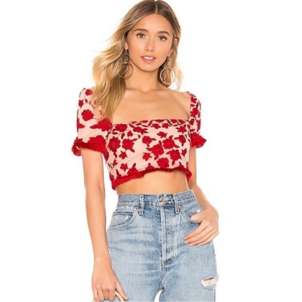 Lovers and Friends Floral Red Crop Top